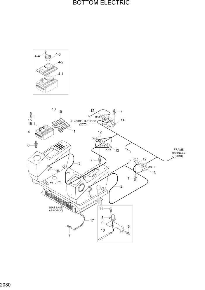 Схема запчастей Hyundai R110-7A - PAGE 2080 BOTTOM ELECTRIC ЭЛЕКТРИЧЕСКАЯ СИСТЕМА