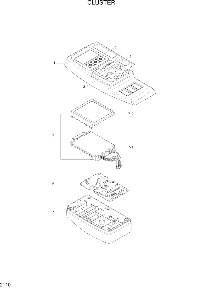 Схема запчастей Hyundai R110-7A - PAGE 2110 CLUSTER ЭЛЕКТРИЧЕСКАЯ СИСТЕМА