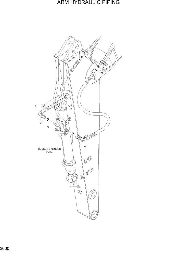 Схема запчастей Hyundai R110-7A - PAGE 3600 ARM HYDRAULIC PIPING ГИДРАВЛИЧЕСКАЯ СИСТЕМА