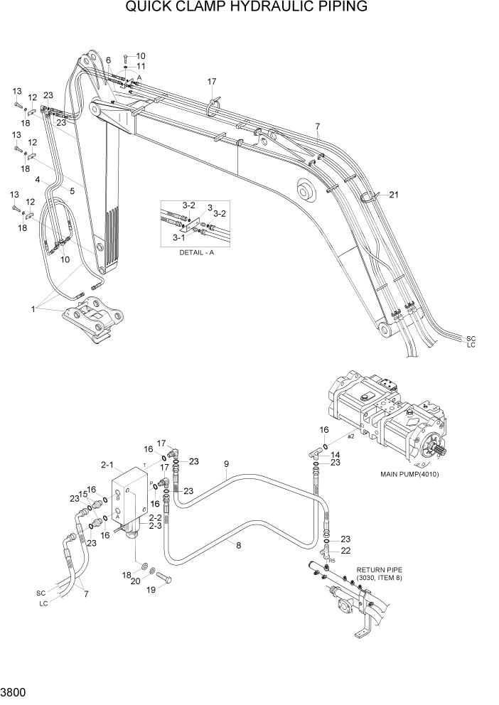 Схема запчастей Hyundai R110-7A - PAGE 3800 QUICK CLAMP HYD PIPING ГИДРАВЛИЧЕСКАЯ СИСТЕМА