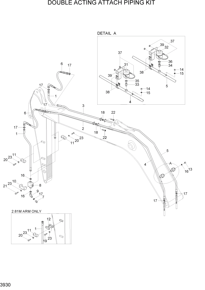 Схема запчастей Hyundai R110-7A - PAGE 3930 DOUBLE ACTING ATTACH PIPING KIT ГИДРАВЛИЧЕСКАЯ СИСТЕМА