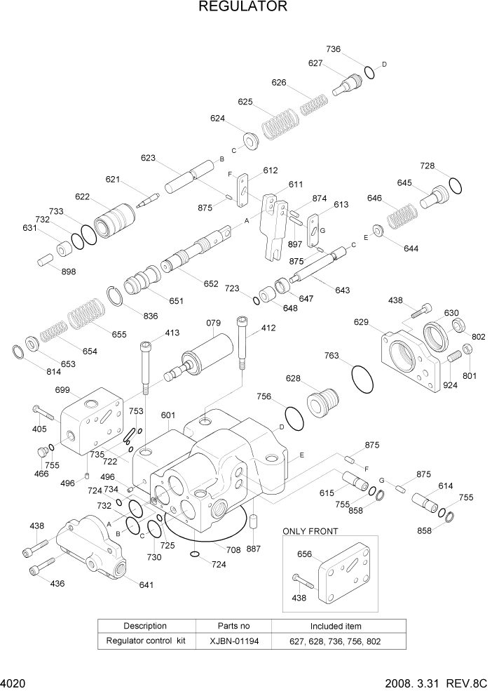 Схема запчастей Hyundai R110-7A - PAGE 4020 REGULATOR ГИДРАВЛИЧЕСКИЕ КОМПОНЕНТЫ