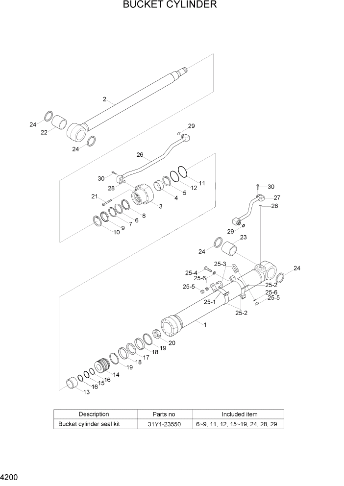 Схема запчастей Hyundai R110-7A - PAGE 4200 BUCKET CYLINDER ГИДРАВЛИЧЕСКИЕ КОМПОНЕНТЫ