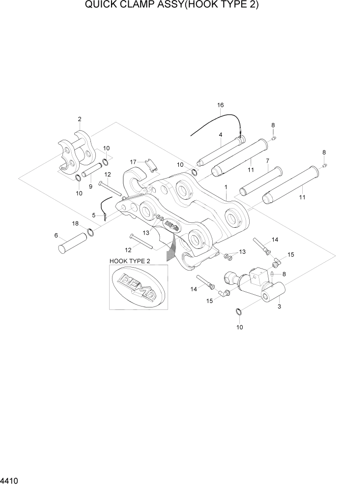 Схема запчастей Hyundai R110-7A - PAGE 4410 QUICK CLAMP ASSY(HOOK TYPE 2) ГИДРАВЛИЧЕСКИЕ КОМПОНЕНТЫ