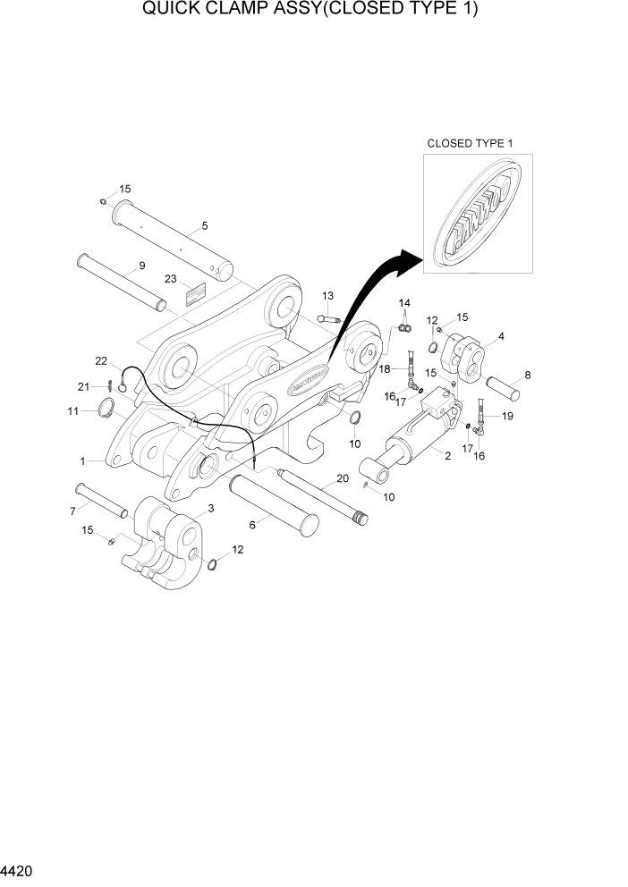 Схема запчастей Hyundai R110-7A - PAGE 4420 QUICK CLAMP ASSY(CLOSED TYPE 1) ГИДРАВЛИЧЕСКИЕ КОМПОНЕНТЫ