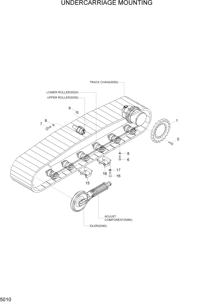 Схема запчастей Hyundai R110-7A - PAGE 5010 UNDERCARRIAGE MOUNTING ХОДОВАЯ ЧАСТЬ