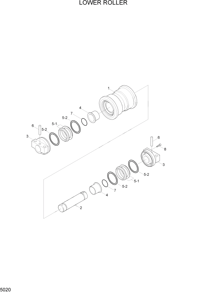 Схема запчастей Hyundai R110-7A - PAGE 5020 LOWER ROLLER ХОДОВАЯ ЧАСТЬ