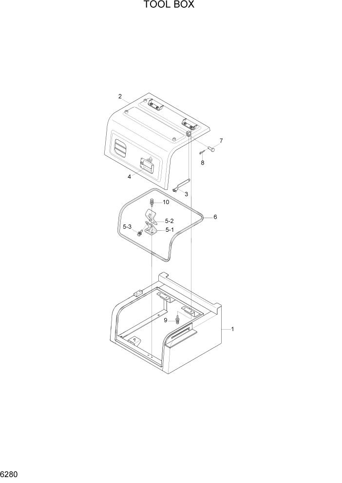 Схема запчастей Hyundai R110-7A - PAGE 6280 TOOL BOX СТРУКТУРА