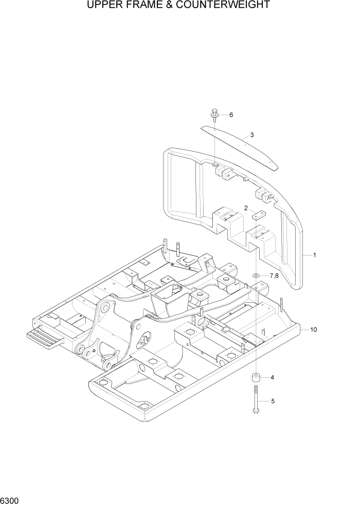 Схема запчастей Hyundai R110-7A - PAGE 6300 UPPER FRAME & COUNTERWEIGHT СТРУКТУРА