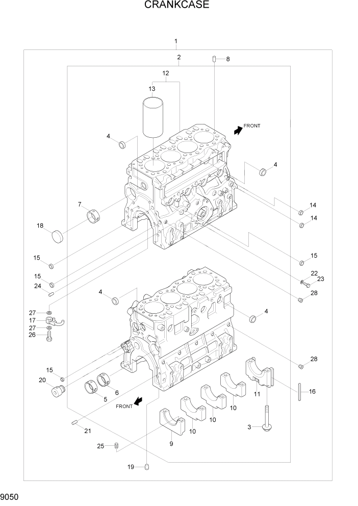 Схема запчастей Hyundai R110-7A - PAGE 9050 CRANKCASE ДВИГАТЕЛЬ БАЗА