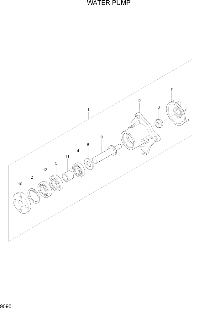 Схема запчастей Hyundai R110-7A - PAGE 9090 WATER PUMP ДВИГАТЕЛЬ БАЗА