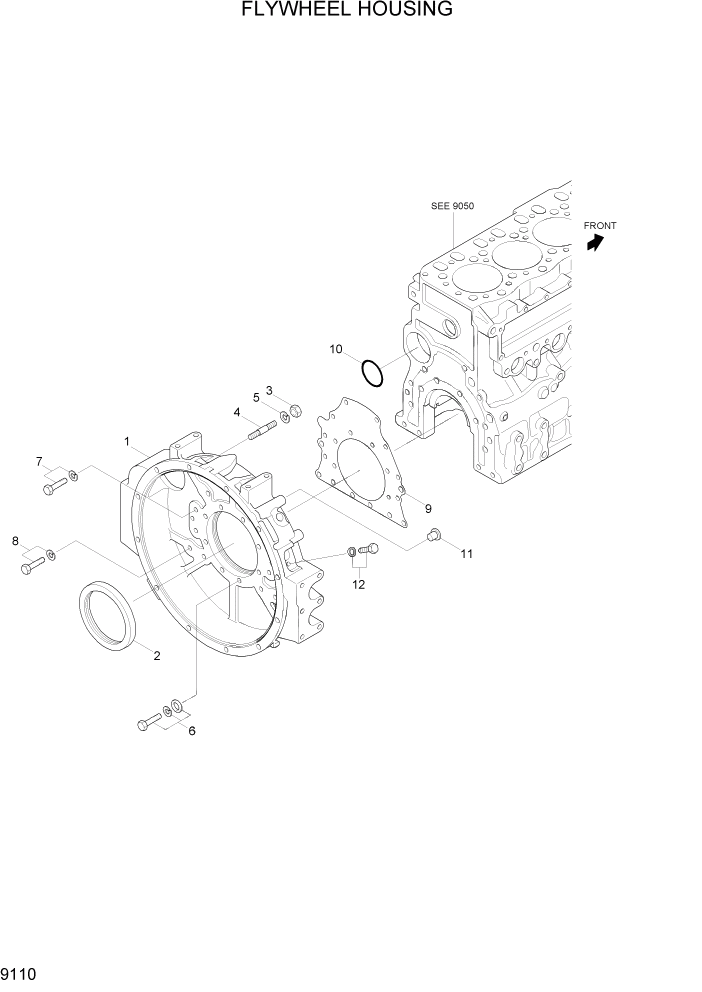 Схема запчастей Hyundai R110-7A - PAGE 9110 FLYWHEEL HOUSING ДВИГАТЕЛЬ БАЗА