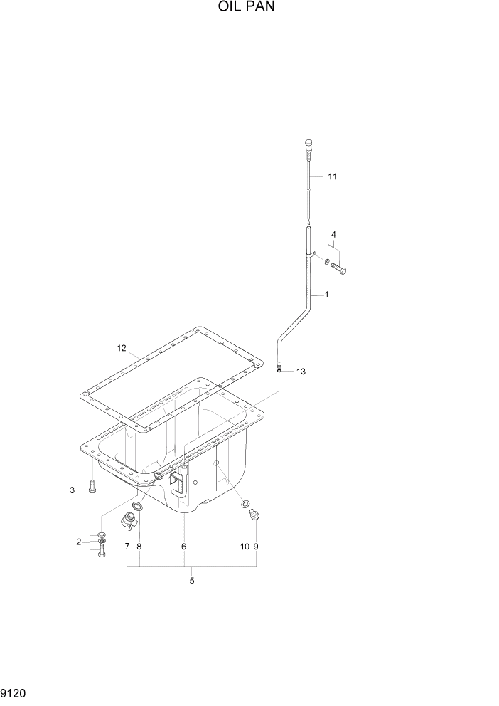 Схема запчастей Hyundai R110-7A - PAGE 9120 OIL PAN ДВИГАТЕЛЬ БАЗА