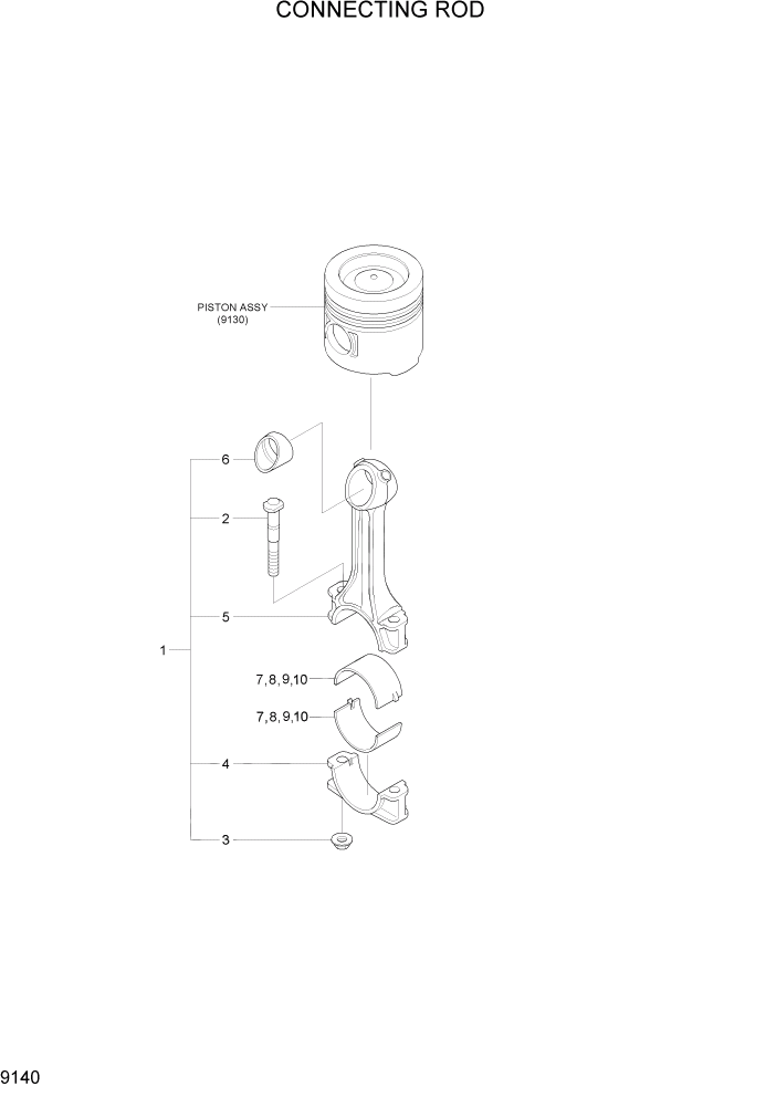 Схема запчастей Hyundai R110-7A - PAGE 9140 CONNECTING ROD ДВИГАТЕЛЬ БАЗА