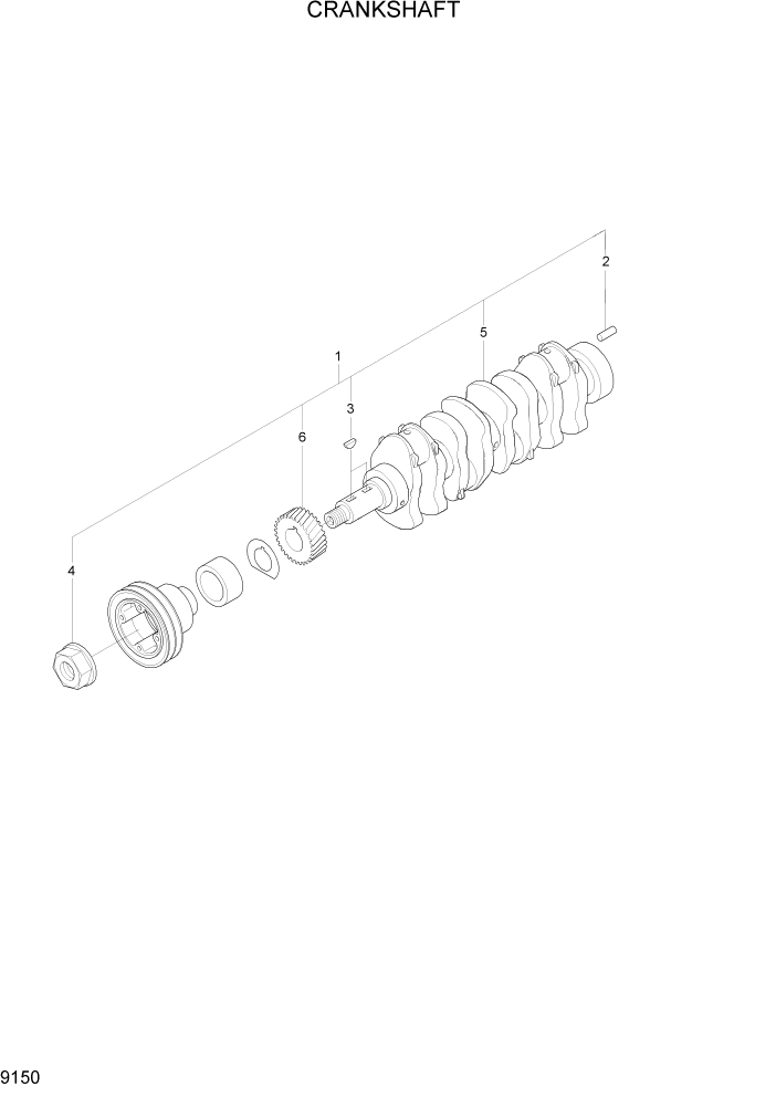 Схема запчастей Hyundai R110-7A - PAGE 9150 CRANKSHAFT ДВИГАТЕЛЬ БАЗА