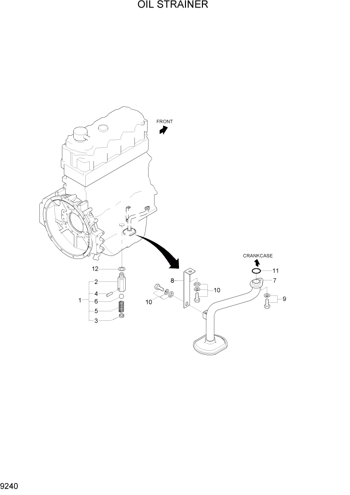 Схема запчастей Hyundai R110-7A - PAGE 9240 OIL STRAINER ДВИГАТЕЛЬ БАЗА