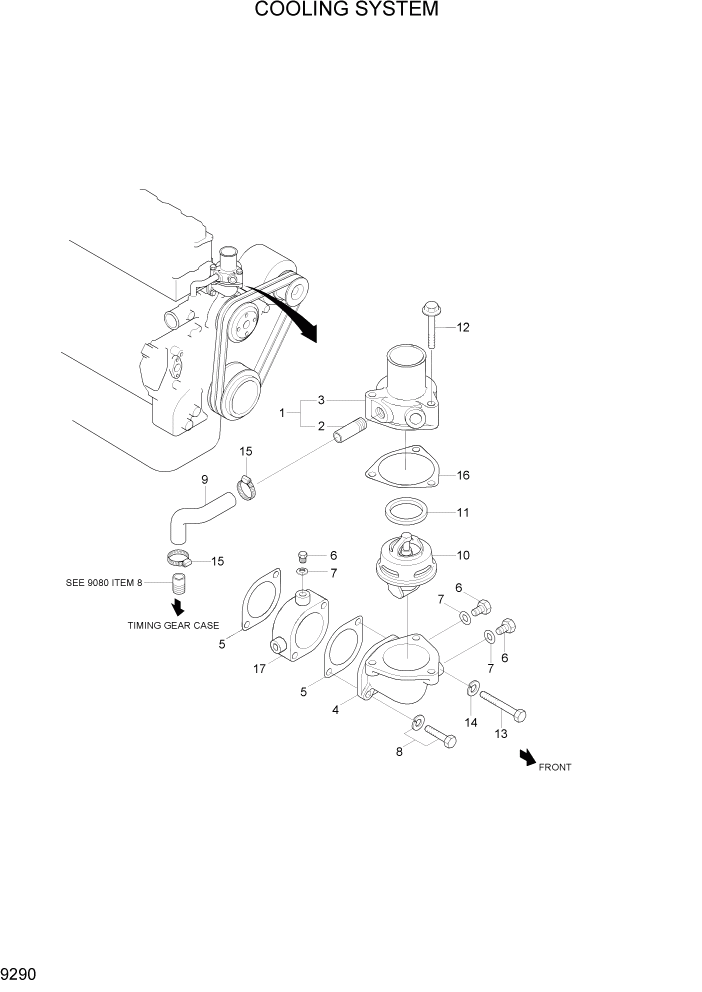 Схема запчастей Hyundai R110-7A - PAGE 9290 COOLING SYSTEM ДВИГАТЕЛЬ БАЗА