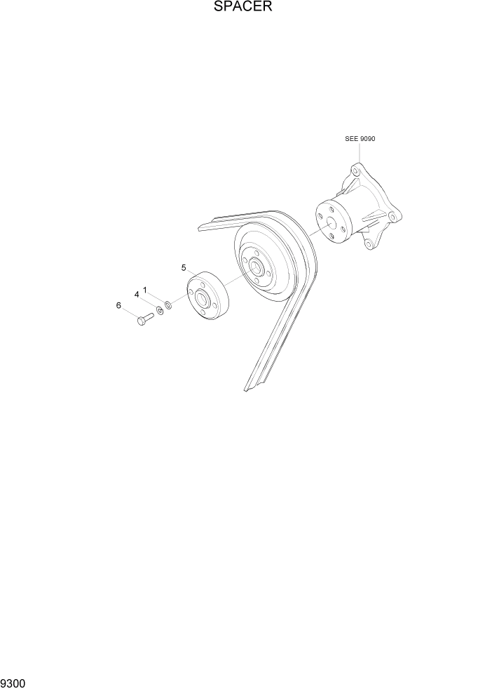 Схема запчастей Hyundai R110-7A - PAGE 9300 SPACER ДВИГАТЕЛЬ БАЗА