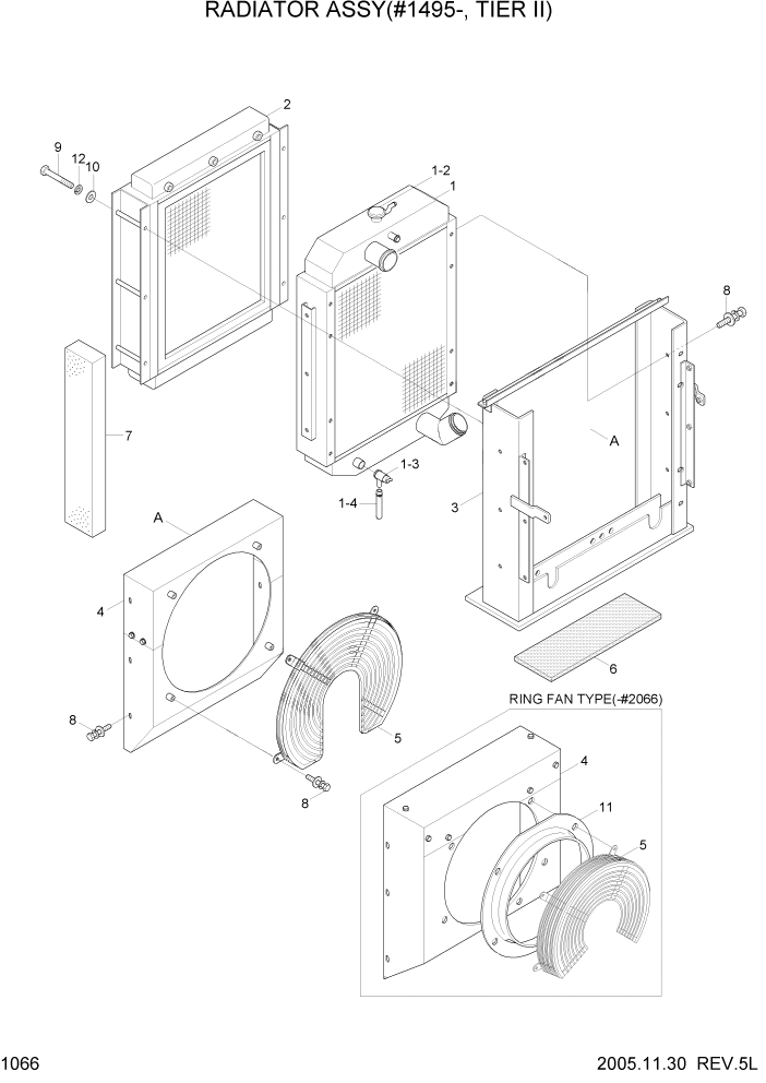 Схема запчастей Hyundai R140LC-7 - PAGE 1066 RADIATOR ASSY(#1495-, TIER II) СИСТЕМА ДВИГАТЕЛЯ