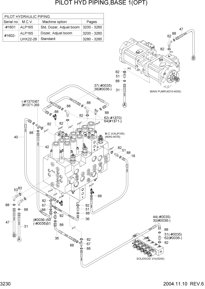 Схема запчастей Hyundai R140LC-7 - PAGE 3230 PILOT HYD PIPING(BASE 1, OPT) ГИДРАВЛИЧЕСКАЯ СИСТЕМА