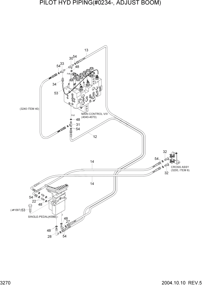 Схема запчастей Hyundai R140LC-7 - PAGE 3270 PILOT HYD PIPING(ADJUST BOOM, #0234-) ГИДРАВЛИЧЕСКАЯ СИСТЕМА