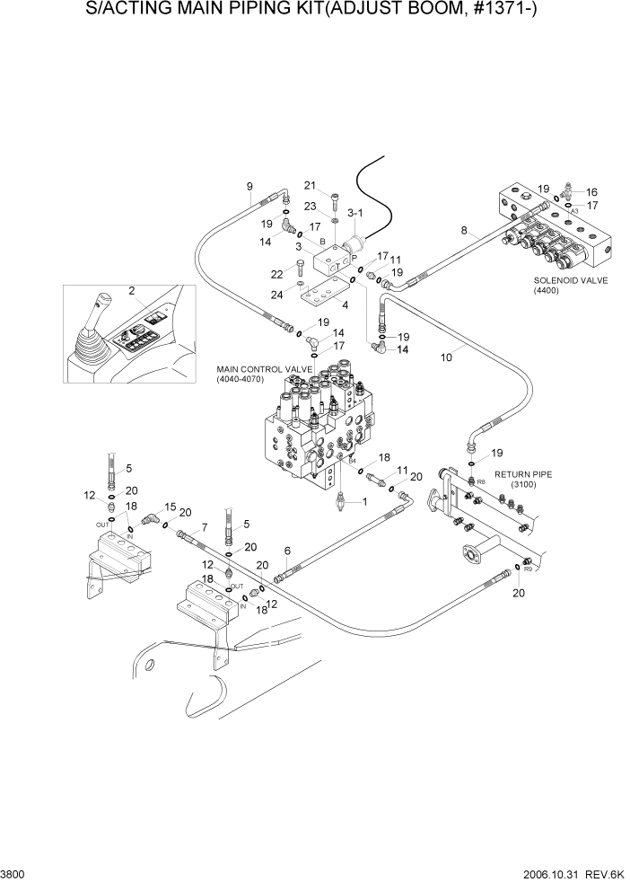 Схема запчастей Hyundai R140LC-7 - PAGE 3800 S/ACT MAIN PIPING KIT(ADJUST BM,#1371-) ГИДРАВЛИЧЕСКАЯ СИСТЕМА