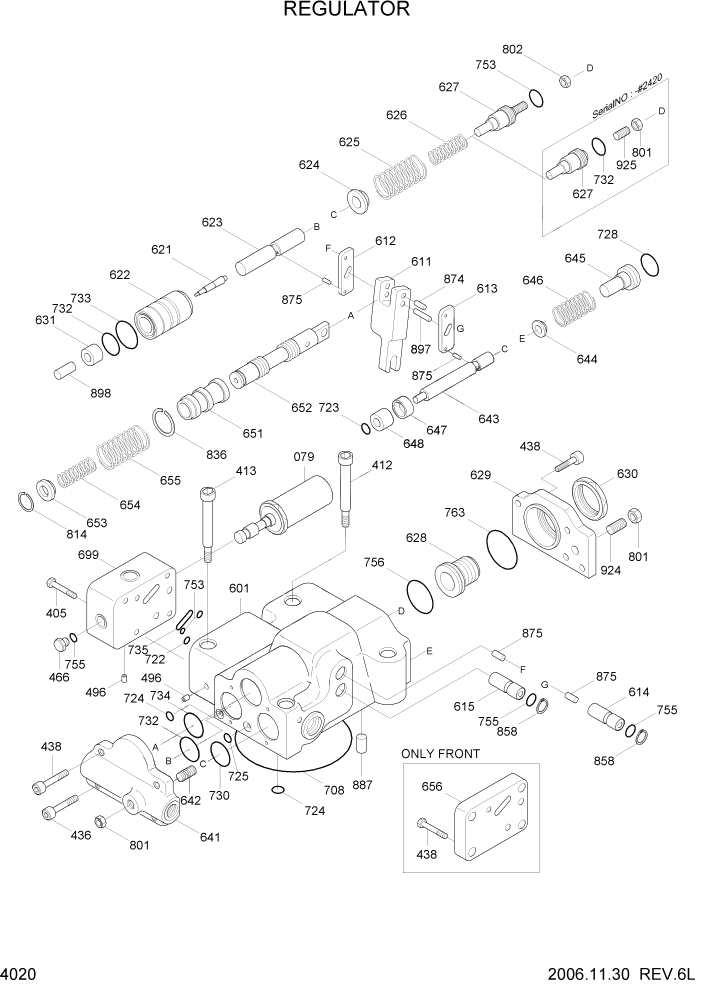 Схема запчастей Hyundai R140LC-7 - PAGE 4020 REGULATOR ГИДРАВЛИЧЕСКИЕ КОМПОНЕНТЫ