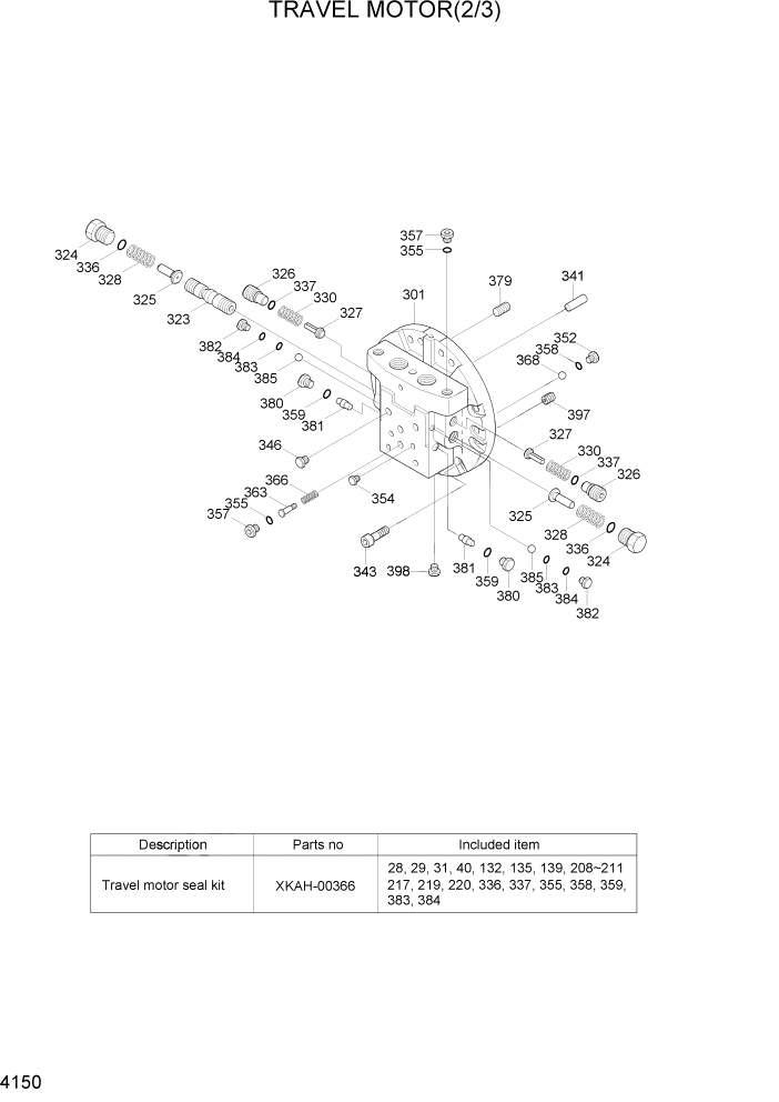 Схема запчастей Hyundai R140LC-7 - PAGE 4150 TRAVEL MOTOR(2/3) ГИДРАВЛИЧЕСКИЕ КОМПОНЕНТЫ