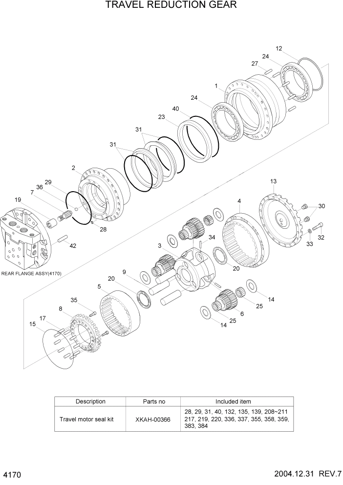 Схема запчастей Hyundai R140LC-7 - PAGE 4170 TRAVEL REDUCTION GEAR ГИДРАВЛИЧЕСКИЕ КОМПОНЕНТЫ