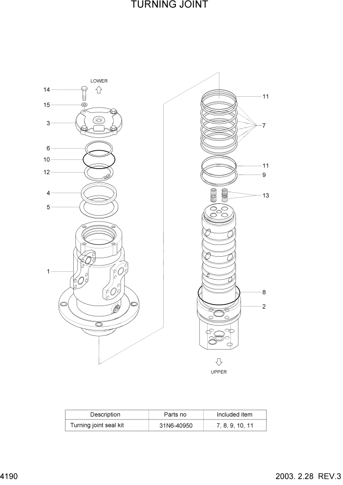 Схема запчастей Hyundai R140LC-7 - PAGE 4190 TURNING JOINT ГИДРАВЛИЧЕСКИЕ КОМПОНЕНТЫ