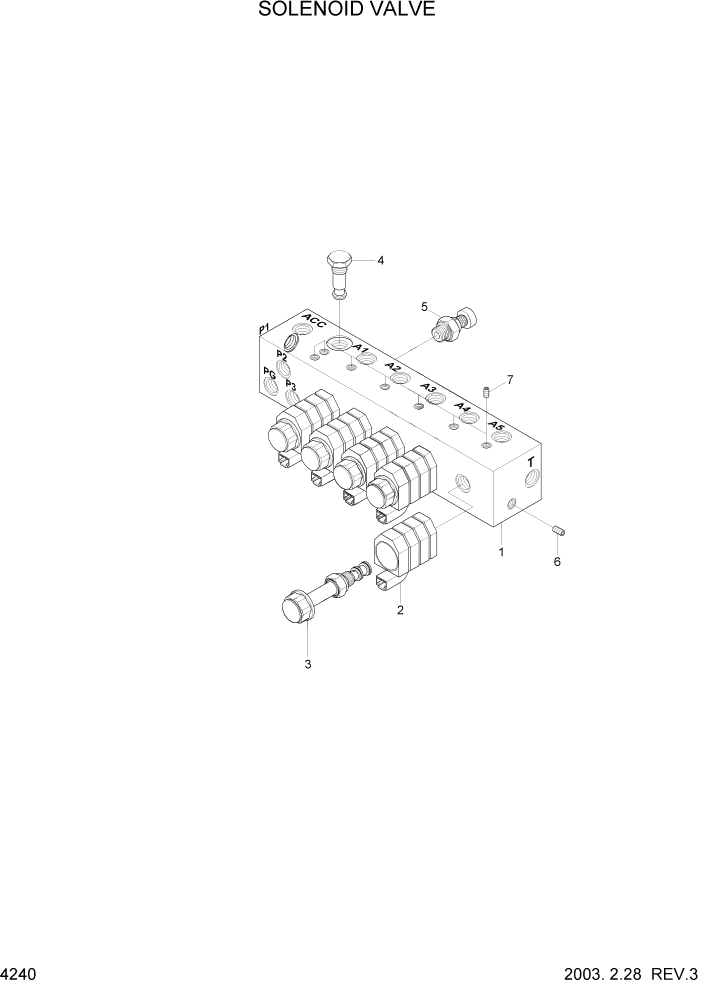 Схема запчастей Hyundai R140LC-7 - PAGE 4240 SOLENOID VALVE ГИДРАВЛИЧЕСКИЕ КОМПОНЕНТЫ