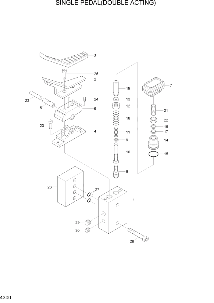 Схема запчастей Hyundai R140LC-7 - PAGE 4300 SINGLE PEDAL(DOUBLE ACTING) ГИДРАВЛИЧЕСКИЕ КОМПОНЕНТЫ