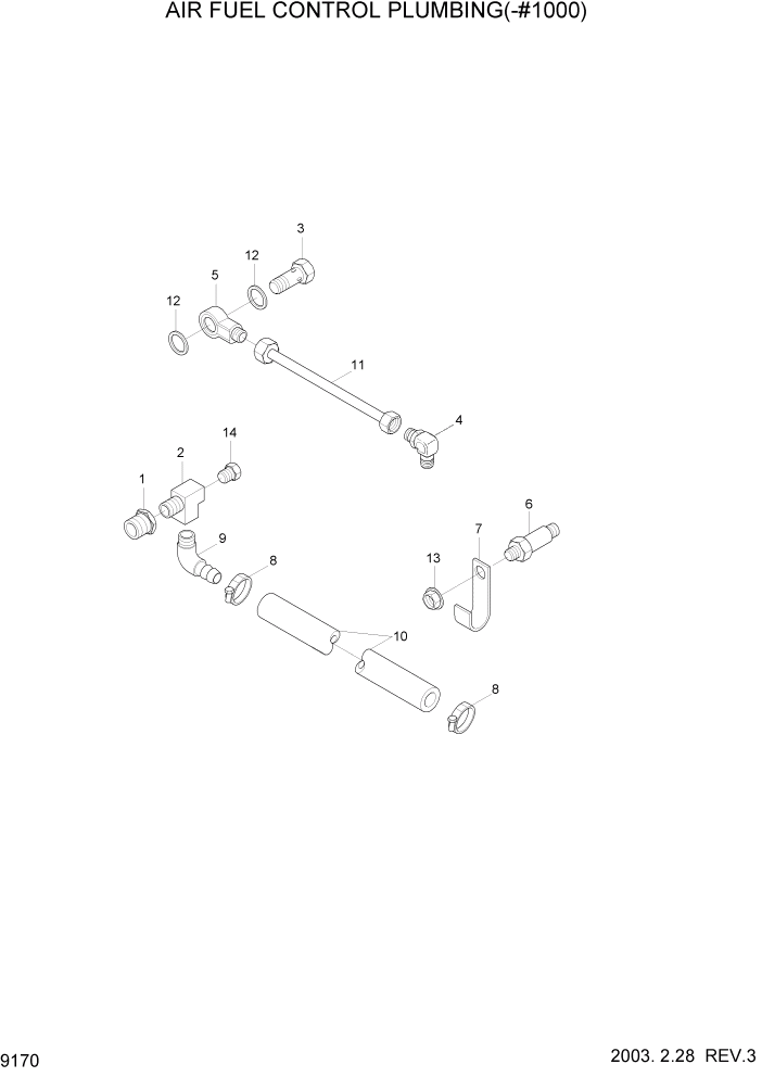 Схема запчастей Hyundai R140LC-7 - PAGE 9170 AIR FUEL CONTROL PLUMBING(-#1000) ДВИГАТЕЛЬ (УРОВЕНЬ I)