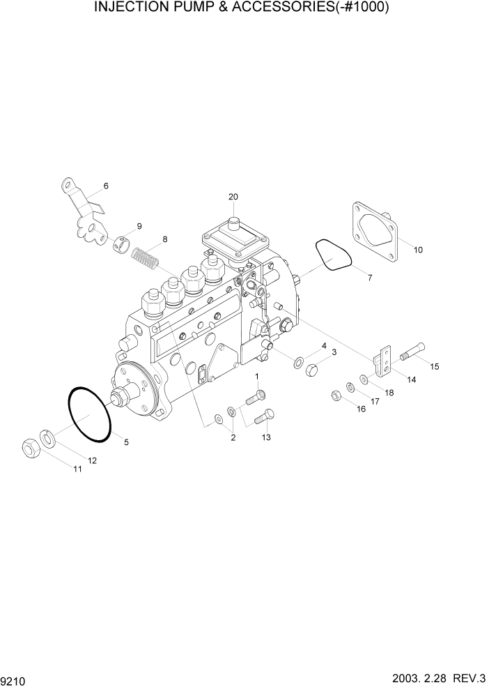 Схема запчастей Hyundai R140LC-7 - PAGE 9210 INJECTION PUMP & ACCESSORIES(-#1000) ДВИГАТЕЛЬ (УРОВЕНЬ I)