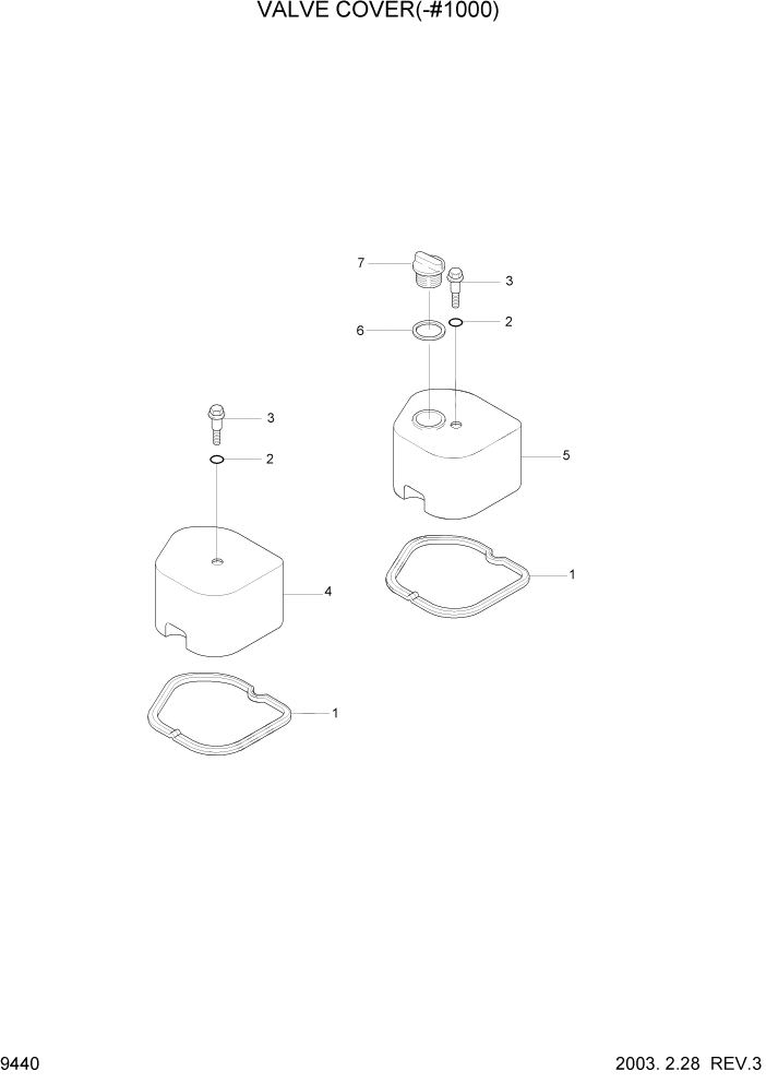 Схема запчастей Hyundai R140LC-7 - PAGE 9440 VALVE COVER(-#1000) ДВИГАТЕЛЬ (УРОВЕНЬ I)