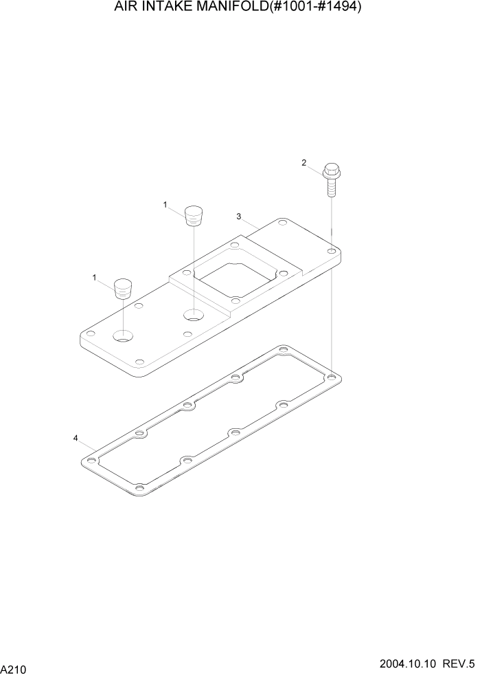 Схема запчастей Hyundai R140LC-7 - PAGE A210 AIR INTAKE MANIFOLD(#1001-#1494) ДВИГАТЕЛЬ (УРОВЕНЬ II)