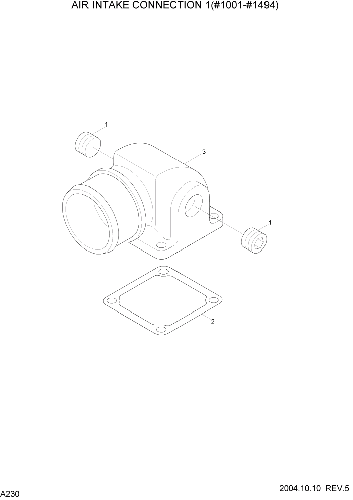 Схема запчастей Hyundai R140LC-7 - PAGE A230 AIR INTAKE CONNECTION 1(#1001-#1494) ДВИГАТЕЛЬ (УРОВЕНЬ II)