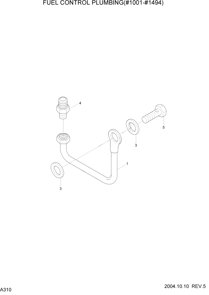 Схема запчастей Hyundai R140LC-7 - PAGE A310 FUEL CONTROL PLUMBING(#1001-#1494) ДВИГАТЕЛЬ (УРОВЕНЬ II)