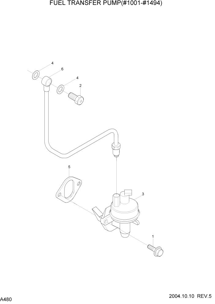 Схема запчастей Hyundai R140LC-7 - PAGE A480 FUEL TRANSFER PUMP(#1001-#1494) ДВИГАТЕЛЬ (УРОВЕНЬ II)