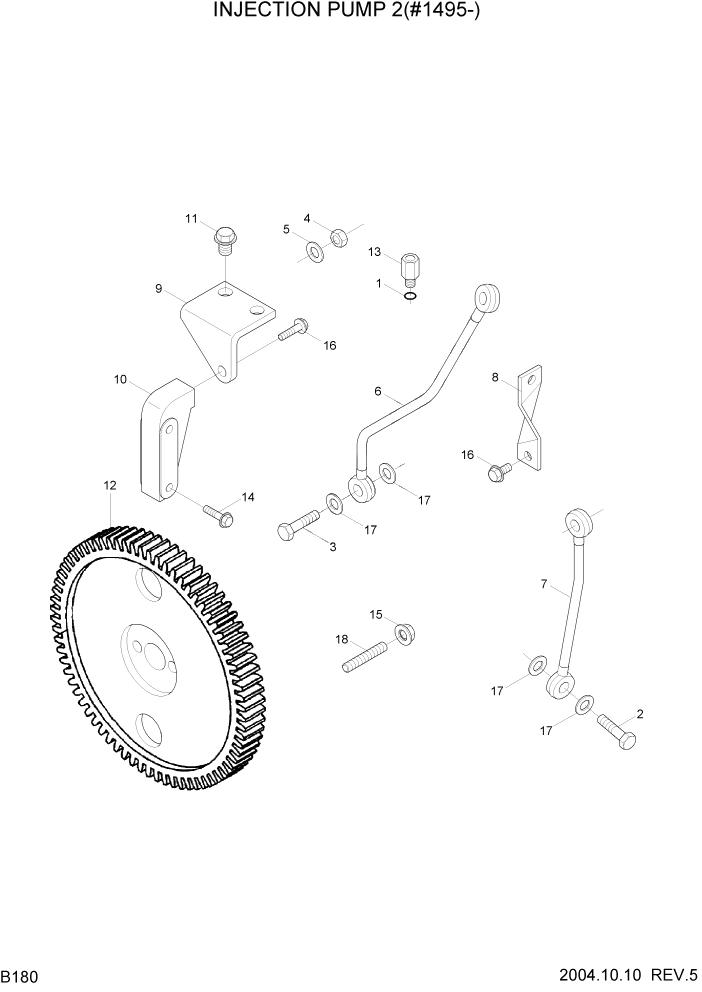 Схема запчастей Hyundai R140LC-7 - PAGE B180 INJECTION PUMP 2(#1495-) ДВИГАТЕЛЬ (УРОВЕНЬ II)