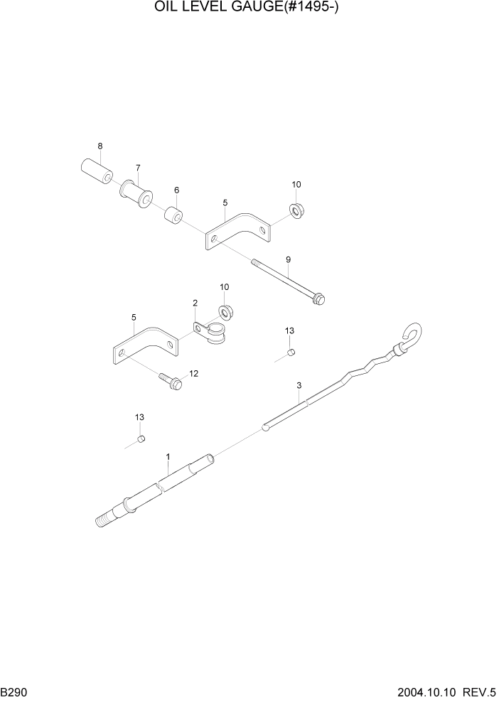 Схема запчастей Hyundai R140LC-7 - PAGE B290 OIL LEVEL GAUGE(#1495-) ДВИГАТЕЛЬ (УРОВЕНЬ II)