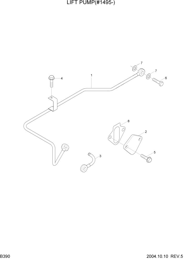 Схема запчастей Hyundai R140LC-7 - PAGE B390 LIFT PUMP(#1495-) ДВИГАТЕЛЬ (УРОВЕНЬ II)