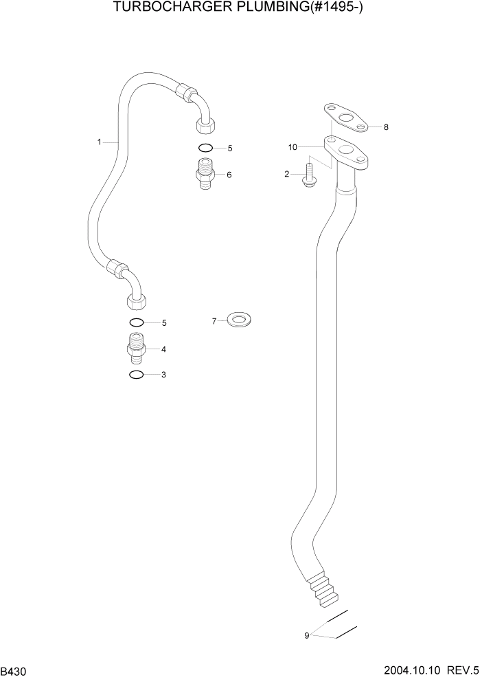 Схема запчастей Hyundai R140LC-7 - PAGE B430 TURBOCHARGER PLUMBING(#1495-) ДВИГАТЕЛЬ (УРОВЕНЬ II)