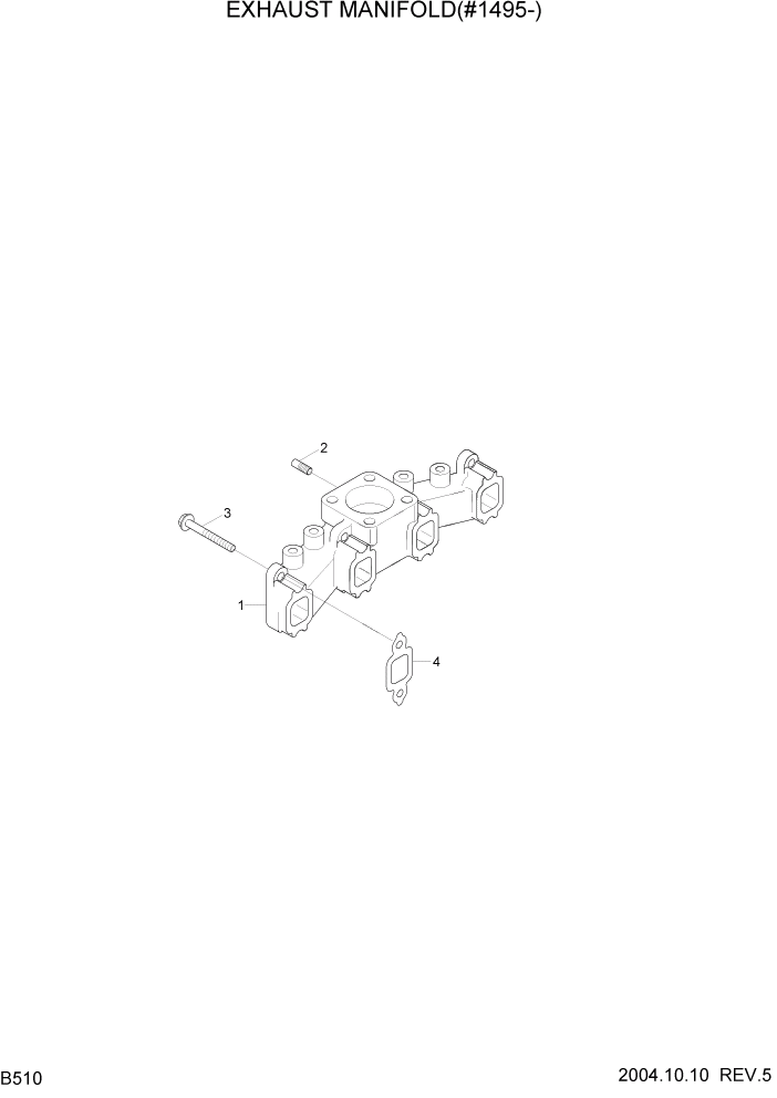 Схема запчастей Hyundai R140LC-7 - PAGE B510 EXHAUST MANIFOLD(#1495-) ДВИГАТЕЛЬ (УРОВЕНЬ II)