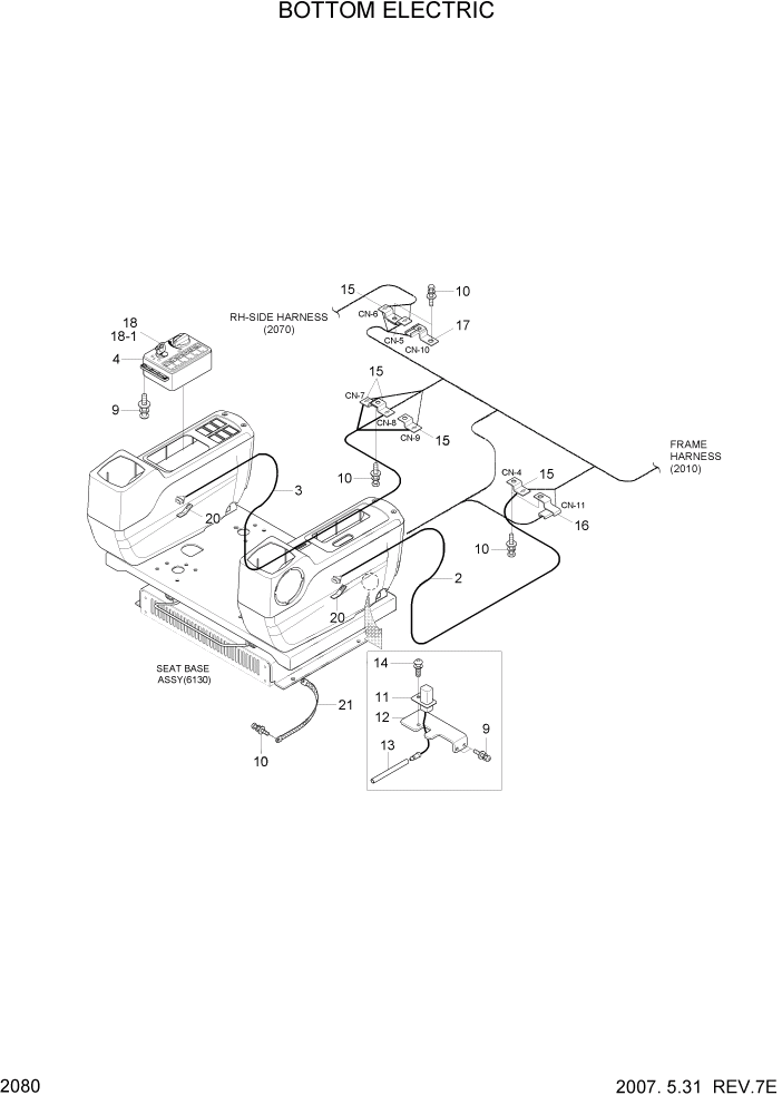 Схема запчастей Hyundai R140LC-7A - PAGE 2080 BOTTOM ELECTRIC ЭЛЕКТРИЧЕСКАЯ СИСТЕМА