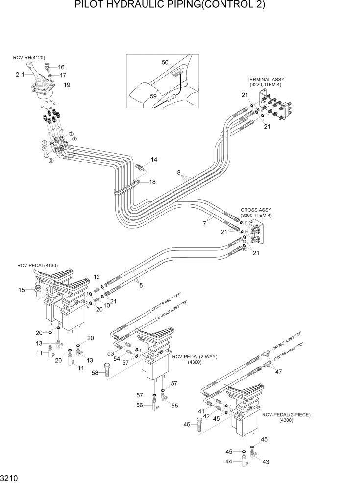 Схема запчастей Hyundai R140LC-7A - PAGE 3210 PILOT HYD PIPING(CONTROL 2) ГИДРАВЛИЧЕСКАЯ СИСТЕМА