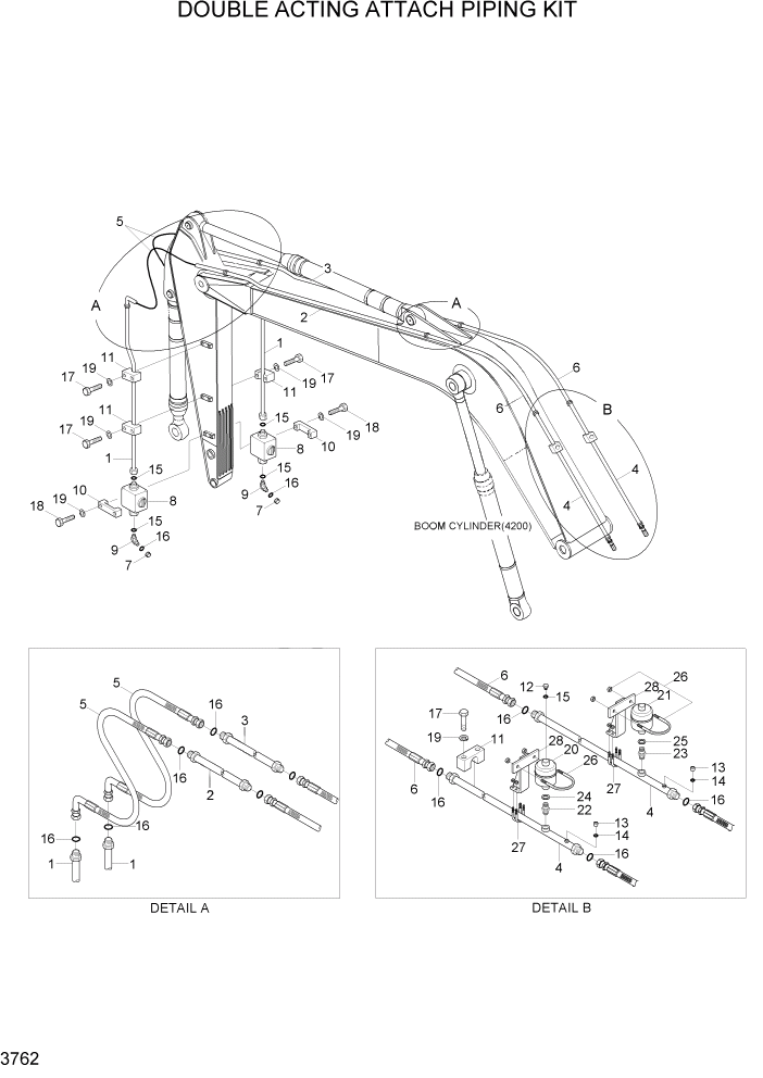 Схема запчастей Hyundai R140LC-7A - PAGE 3762 DOUBLE ACTING ATTACH PIPING KIT ГИДРАВЛИЧЕСКАЯ СИСТЕМА