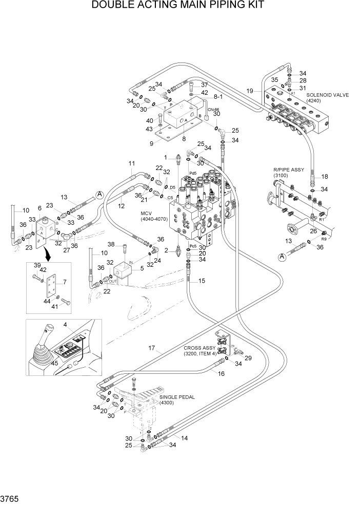 Схема запчастей Hyundai R140LC-7A - PAGE 3765 DOUBLE ACTING MAIN PIPING KIT ГИДРАВЛИЧЕСКАЯ СИСТЕМА