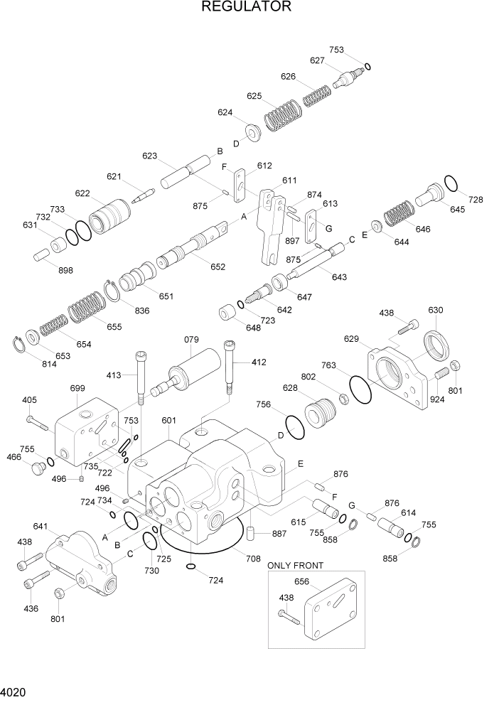 Схема запчастей Hyundai R140LC-7A - PAGE 4020 REGULATOR ГИДРАВЛИЧЕСКИЕ КОМПОНЕНТЫ