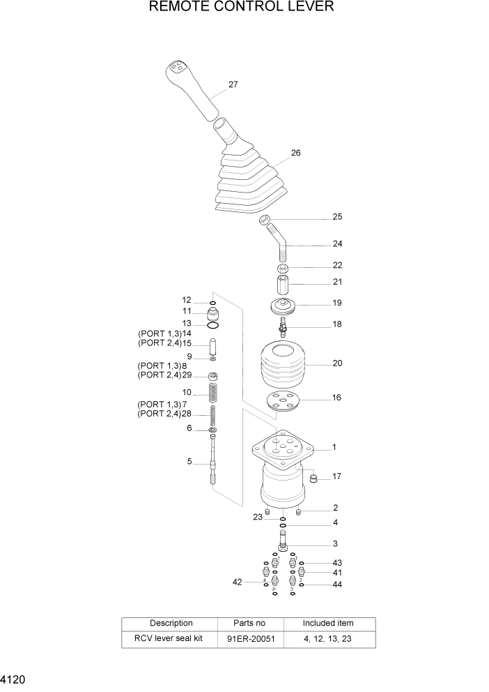 Схема запчастей Hyundai R140LC-7A - PAGE 4120 REMOTE CONTROL LEVER ГИДРАВЛИЧЕСКИЕ КОМПОНЕНТЫ